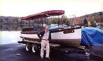 Fay Bowen launch from early 1900s shown with owner Jack Barnes Sr. at Harveys Lake, Pa.