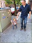 My son, Kelly, showing Jackson how to keep pace on the New York City streets.