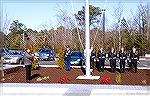January 10, 2015.
It was a wonderful day to raise the first flag at the Ocean Pines Yacht Club! This flag has flown 3 times, the first time at the American Cemetery at Normandy in Sept 6, 2004. It wa
