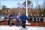 January 10, 2015.
It was a wonderful day to raise the first flag at the Ocean Pines Yacht Club! This flag has flown 3 times, the first time at the American Cemetery at Normandy in Sept 6, 2004. It wa