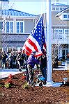 January 10, 2015.
It was a wonderful day to raise the first flag at the Ocean Pines Yacht Club! This flag has flown 3 times, the first time at the American Cemetery at Normandy in Sept 6, 2004. It wa