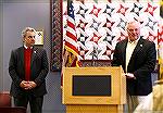 Worcester County Commissioners President Jim Bunting (right) took part in Commissioner Chip Bertino's first Town Hall Meeting at the Ocean Pines Library on 2/21/2015.