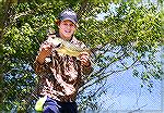 Niko Skalski, visiting Ocean Pines from west of the bridge, shows off a nice 3-pound largemouth bass he caught at the South Gate Pond on the afternoon of 5/22/2015. Niko was casting a plastic worm on 