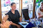 Jim Trummel presented with birthday cake during Republican Women get-together at the Ocean Pines Yacht Club on 8/27/2015.