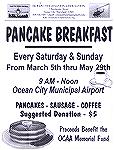 Ocean City Aviation Association is sponsoring pancake breakfasts on Saturday and Sunday morning until May 29.  