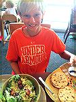 Carson Barnes enjoys lunch at Paneras Bread.