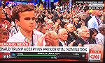 Worcester County and OP resident, Republican delegate, Grant Helvey watches Donald Trump acceptance speech in Cleveland. Grant is at lower right center, white shirt, red tie, gray hair. Just happened 