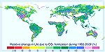 This color-coded image shows how the world has been greening, as observed by satellite images.  This greening is attributed to CO2 by scientists studying what they have termed "rising atmospheric CO2 