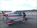 Pilot Steve Habeger performs pre check on Cessna 172 prior to flight from OC Airport. 