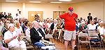 Ted Aranow tried to make a point during the Ocean Pines Association Annual Meeting of 2017.