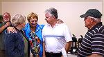 Doug Parks (white shirt) is congratulated on his election to a three-year term on the Ocean Pines Board of Directors in the August 2017 election.