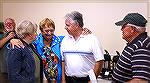 Doug Parks (white shirt) is congratulated on his election to a three-year term on the Ocean Pines Board of Directors in the August 2017 election.