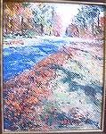 Oil painting of Newport Drive done by Sharon Connelly.