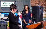 Platform Tennis Ribbon Cutting ceremony. 11/28/2017. Ginger Fleming (left) Director of the Ocean Pines Chamber of Commerce, and OPA Marketing Director Denise Sawyer.