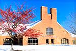 Ocean Pines Post Office after a December snow. Berries on tree highlight the season.