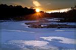 A cold, frozen, snow-covered Manklin Creek in Ocean Pines, Maryland.