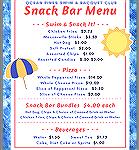 Snack Bar Menu 2018 