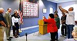 Ocean Pines treasure Anna Foultz (in red) gets her "shot" at County Commissioner Chip Bertino's Town Hall Meeting at the Ocean Pines Library on September 29, 2018.