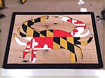 MD Crab Flag.   I saw something similar at the Crab Cake Factory and wanted to see if I could make it.   The board for the flag was from a shelve I rescued when I renovated my Father-in-laws house.  T