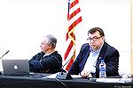 OPA General Manager John Baily (right) and OPA Treasurer John Viola during the presentation of 2019-2020 OPA budget.