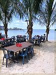 Mackys Bayside at 53rd st offers the opportunity to enjoy a meal on the beach.