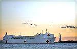 March 30, 2020 hospital ship arriving. Statue of Liberty in background