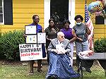 Friends and his caregivers celebrated with Les Munro, on his 108th birthday