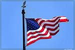 American flag flies over the Ocean Pines Veterans Memorial.