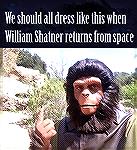 comedy image - let everyone dress as monkeys to greet Shatner on his return from space