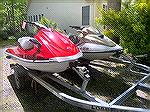 FOR SALE
2005- YAMAHA DELUXE JETSKI- 4-STROKE- LOW HOURS -FITTED STORAGE COVER
1999- SEADOO GTX- JETSKI -FUEL INJECTED- VERY LOW HOURSNEW SEAT COVERS AND FITTED STORAGE COVER
2009- LOADRITE DUAL JE