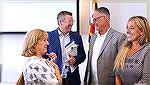 From left to right - new board member Elaine Brady, OPA attorney Bruce Bright, board member Stuart Lakernick, and his wife Esther Diller chat after the conclusion of the 2023 OPA Annual Meeting.