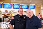 Fred Robinson (right) and his son Tim at the Coffee With a Cop Day in Ocean Pines. Tim is the new Ocean Pines Police Chief. Fred is an OPA property owner.