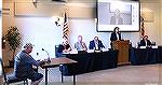 OPA Board of Directors candidate Amy Peck answers a question asked by association member George Ball during the 2024 Candidates Forum conducted by the Elections Committee.
From left to right: George 