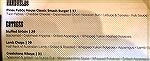 Part of menu at Pines Public House on June 18, 2025.