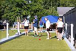 On the bocce court.